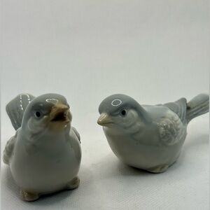 Vintage Birds Otagiri Gray Cream Ceramic  Figurines Cottagecore Lot of Two